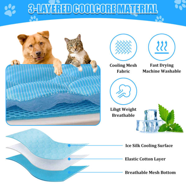 ⁦Pet Cooling Mat Cool Pad Cushion Dog Cat Puppy Blanket For Summer Sleeping Bed Dog Cooling Bed Pet Cooling Mat⁩ - الصورة ⁦8⁩