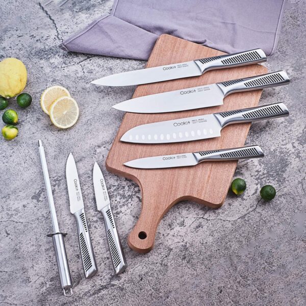 ⁦Kitchen Knife Set, 15 Piece Knife Sets with Block, Chef Knives with Non-Slip German Stainless Steel Hollow Handle Cutlery Set with Multifunctional Scissors Knife Sharpener  Amazon Platform Banned⁩ - الصورة ⁦5⁩