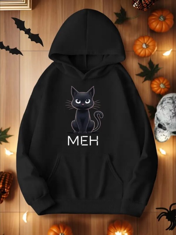 Black Cat With Meh Women's Hoodies