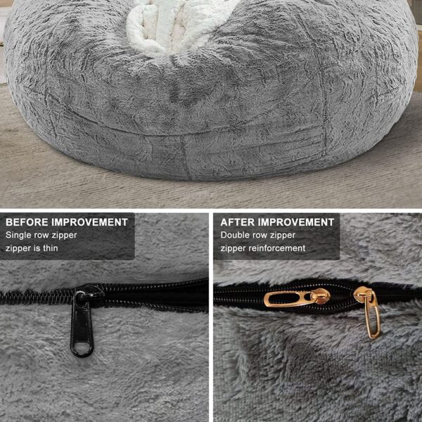 ⁦Bag Chair Coverit Was Only A Cover, Not A Full Bean Bag Chair Cushion,Big Round Soft Fluffy PV Velvet Sofa Bed Cover, Living Room Furniture,  Lazy Sofa Bed Cover,5ft Black⁩ - الصورة ⁦4⁩