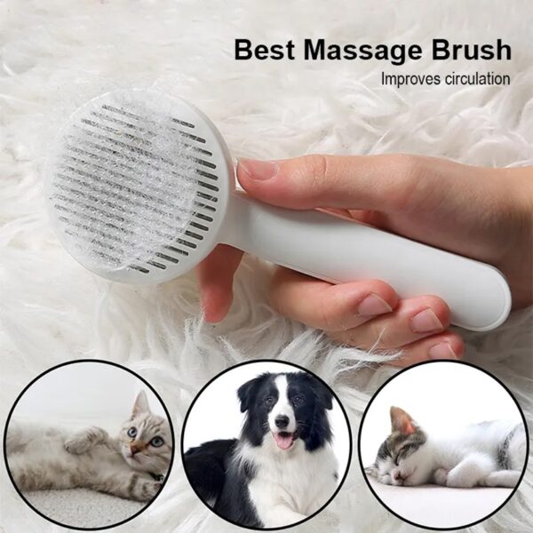 ⁦Cat Grooming Brush, Self Cleaning Slicker Brushes For Dogs Pet Hair Removal Comb Stainless Steel Needle Cat Brush Self Cleaning For Cats Dogs Hair Remover Scraper Pet Grooming Tool⁩ - الصورة ⁦2⁩