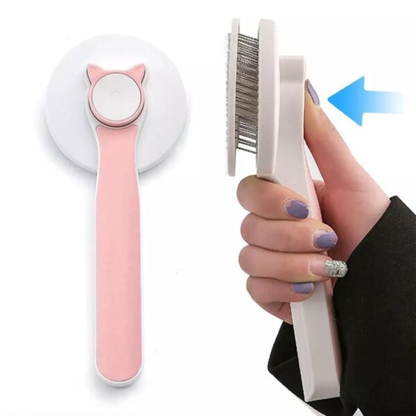 ⁦Cat Grooming Brush, Self Cleaning Slicker Brushes For Dogs Pet Hair Removal Comb Stainless Steel Needle Cat Brush Self Cleaning For Cats Dogs Hair Remover Scraper Pet Grooming Tool⁩ - الصورة ⁦7⁩