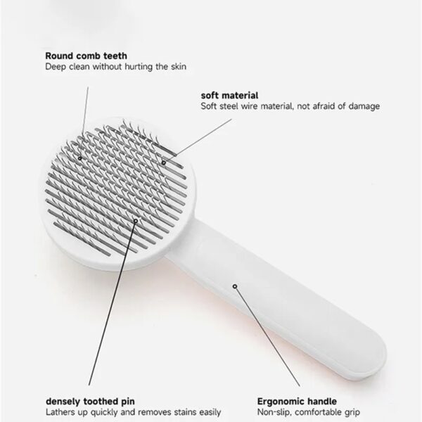 ⁦Cat Grooming Brush, Self Cleaning Slicker Brushes For Dogs Pet Hair Removal Comb Stainless Steel Needle Cat Brush Self Cleaning For Cats Dogs Hair Remover Scraper Pet Grooming Tool⁩ - الصورة ⁦9⁩