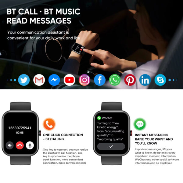 ⁦A221 Big Screen Men Smart Watch BT Call AI Voice Sport Watch Fitness Tracker Waterproof Women Smartwatch Men⁩ - الصورة ⁦4⁩