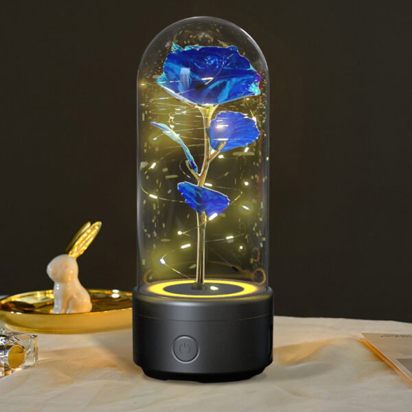 ⁦Creative 2 In 1 Rose Flowers LED Light And Bluetooth-compatible Speaker Valentine's Day Gift Rose Luminous Night Light Ornament In Glass Cover⁩ - الصورة ⁦10⁩