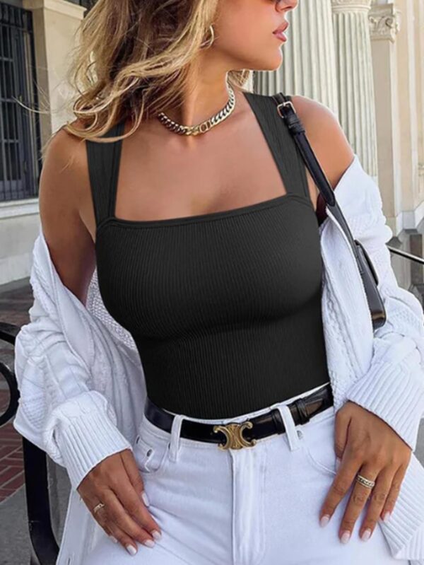 ⁦Women's One-piece Set Sleeveless Square Neck Skinny Yoga Bodysuit, Women's Sportswear Clothing⁩ - الصورة ⁦7⁩