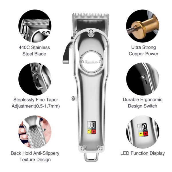 ⁦Men Hair Trimmer 3 in 1 IPX7 Waterproof Beard Trimmer Grooming Kit Cordless Hair Clipper for Women & Children LED Display USB Rechargeable Amazon Banned⁩ - الصورة ⁦2⁩