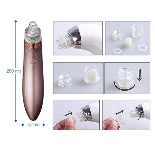 ⁦Electric Blackhead Vacuum Pore Cleaner Acne Pimple Remover Strong Suction Tool Electric Blackhead Remover Pore Vacuum Suction Diamond Dermabrasion Face Cleaner⁩ - الصورة ⁦2⁩