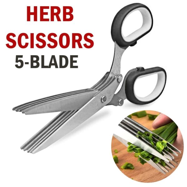 ⁦Herb Scissors With Multi Blades Stainless Steel Fast Cutting Shear Kitchen Tool⁩ - الصورة ⁦8⁩