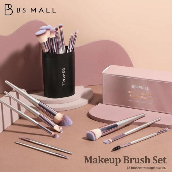 ⁦Makeup Brushes With Case Set Portable LED Mirror Makeup Jewelry Storage Case Travel Makeup Tool Kits⁩ - الصورة ⁦3⁩