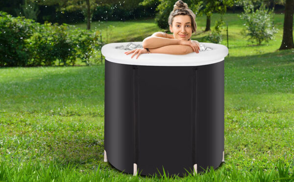 ⁦Recovery Ice Tub Foldable Bathtub Outdoor Portable Cold Water Therapy Tub Fitness Rehab Ice Tub For Athletes Long Lasting Insulated Ice Tub, Spa Soaking Bucket⁩ - الصورة ⁦3⁩