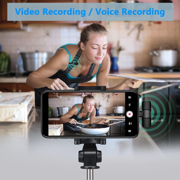 ⁦Wireless Lavalier Lapel Microphone For IPhone IPad Professional Wireless Clip Mic - Cordless Omnidirectional Condenser Recording Mic For Interview Video Podcast Vlog YouTube⁩ - الصورة ⁦2⁩