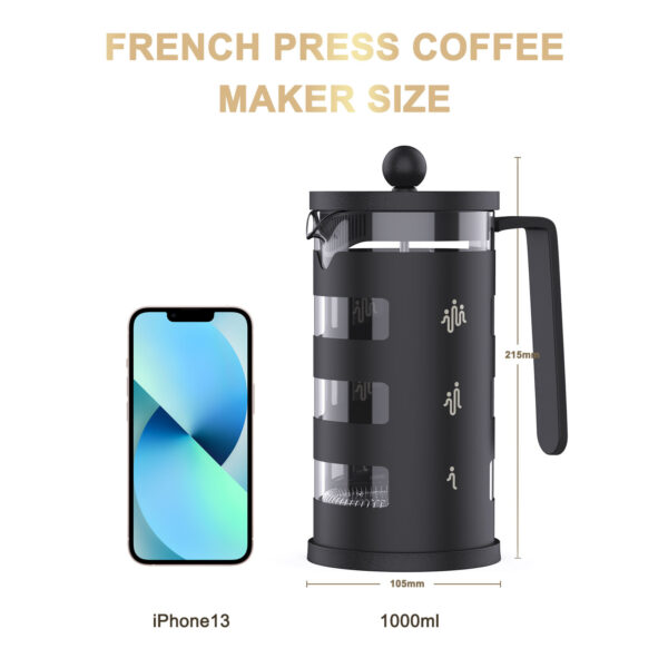 ⁦RAINBEAN  French Press Coffee Maker Easy Cleaning Cafeteria, Heat Resistant Borosilicate Glass⁩ - الصورة ⁦7⁩