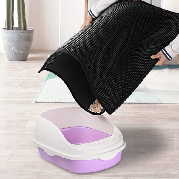 ⁦Kitty Cat Litter Mat Trapping Honeycomb Double Layer Design Waterproof Double Layer EVA Cat Litter Pad Waterproof Non-slip Sand Basin Filter Kitten Dog Washable Mattress⁩ - الصورة ⁦4⁩