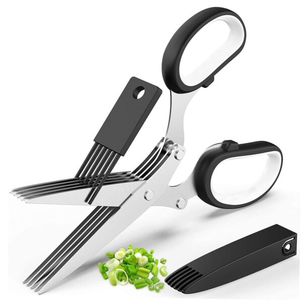 ⁦Herb Scissors With Multi Blades Stainless Steel Fast Cutting Shear Kitchen Tool⁩ - الصورة ⁦9⁩