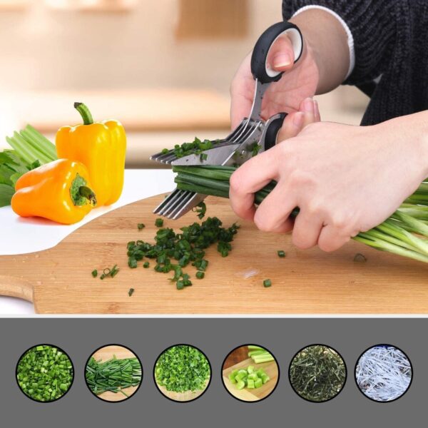 ⁦Herb Scissors With Multi Blades Stainless Steel Fast Cutting Shear Kitchen Tool⁩ - الصورة ⁦2⁩