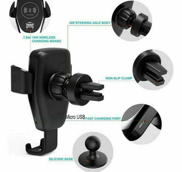 ⁦10W QI Wireless Fast Car Charger Mount Holder Stand Automatic Clamping Charging⁩ - الصورة ⁦8⁩