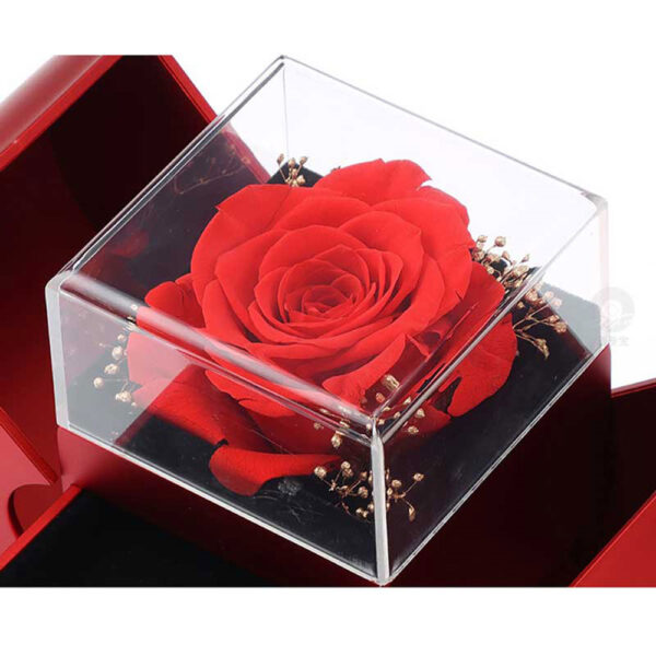 ⁦Fashion Jewelry Box Red Apple Christmas Gift Necklace Eternal Rose For Girl Mother's Day Valentine's Day Gifts With Artificial Flower Rose Flower Jewelry Box⁩ - الصورة ⁦7⁩