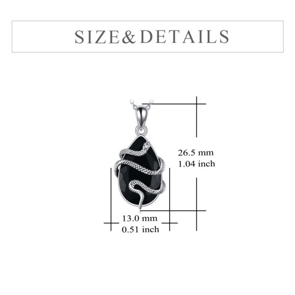 ⁦Sterling Silver Black Obsidian Tourmaline Crystal Snake Necklace Jewelry as Gifts⁩ - الصورة ⁦2⁩