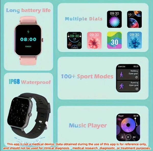 ⁦ZL54CJ Square Smartwatch Women BT Call Heart Rate Sport Mode Fitness Tracker Waterproof Smart Watch Men For IOS Android⁩ - الصورة ⁦6⁩