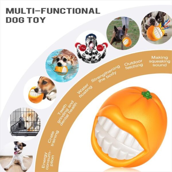 ⁦PROKEl Dog Toys Squeak Chew Toys Tough Ballfor Medium Large Extra Aggressive ChewersringDogs Breed Interactive Enduring IndestructibleSqueaky Toy Training Fetch Orange Plainindestructible Dogtoy Squea⁩ - الصورة ⁦6⁩