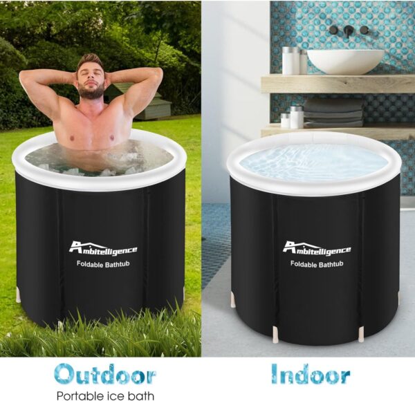 ⁦Recovery Ice Tub Foldable Bathtub Outdoor Portable Cold Water Therapy Tub Fitness Rehab Ice Tub For Athletes Long Lasting Insulated Ice Tub, Spa Soaking Bucket⁩ - الصورة ⁦2⁩