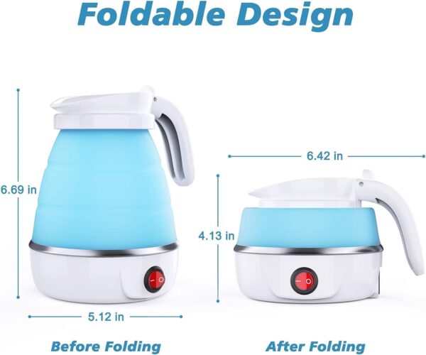 ⁦Foldable Electric Kettle, Camping Kettle, Mini Travel Kettle, Silicone Electric Water Boiler, Tea, Coffee Kettle, Collapsible Kettle With Separable Power Cord For Outdoor Hiking Camping, Blue⁩ - الصورة ⁦6⁩