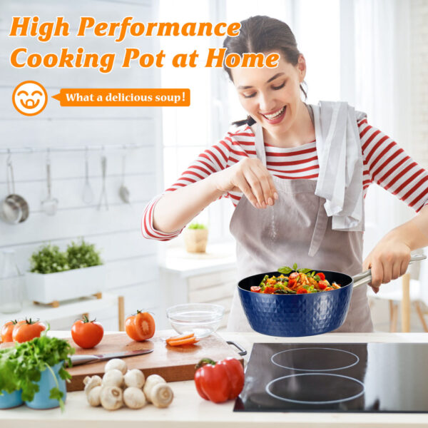 ⁦Induction Saucepan With Lid, 20cm 1.8L Milk Pan Non Stick Saucepan, Aluminum Ceramic Coating Cooking Pot - PFOA Free With Stainless Steel Handle, Suitable For All Hobs Types,  Amazon Banned⁩ - الصورة ⁦7⁩