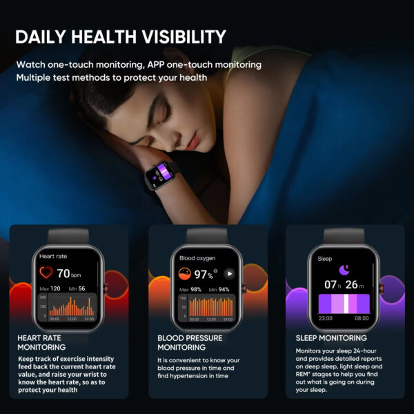 ⁦A221 Big Screen Men Smart Watch BT Call AI Voice Sport Watch Fitness Tracker Waterproof Women Smartwatch Men⁩ - الصورة ⁦3⁩