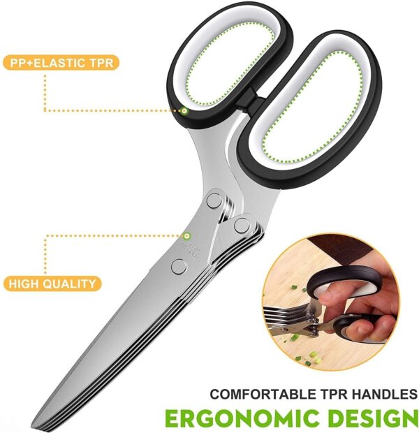 ⁦Herb Scissors With Multi Blades Stainless Steel Fast Cutting Shear Kitchen Tool⁩ - الصورة ⁦6⁩