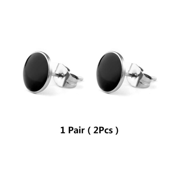 ⁦1 Pair Of Pierced Earrings For Men And Women Punk Stainless Steel Earrings Hip Hop Fashion Earrings Party Date Holiday Gifts⁩ - الصورة ⁦2⁩