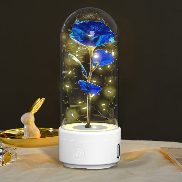 ⁦Creative 2 In 1 Rose Flowers LED Light And Bluetooth-compatible Speaker Valentine's Day Gift Rose Luminous Night Light Ornament In Glass Cover⁩ - الصورة ⁦8⁩