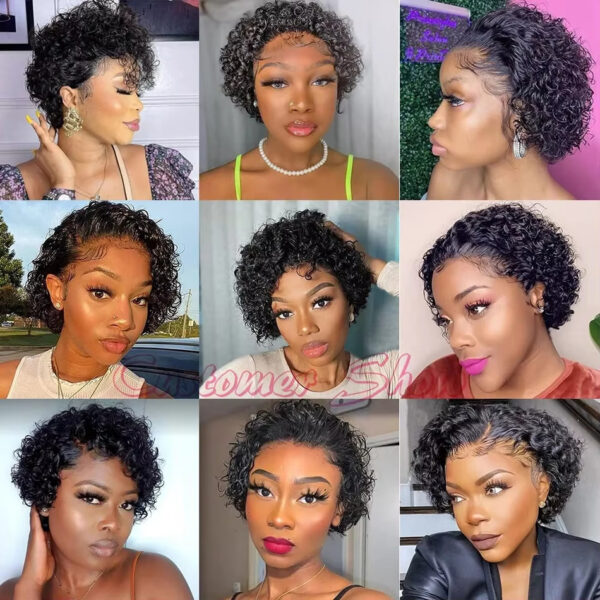 ⁦Brazilian Pixie Cut Wig Human Hair 13X1 Short Curly Lace Front Wigs Human Hair Short Curly Wigs For Black Women Human Hair⁩ - الصورة ⁦3⁩