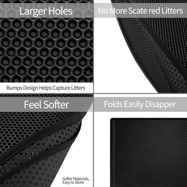 ⁦Kitty Cat Litter Mat Trapping Honeycomb Double Layer Design Waterproof Double Layer EVA Cat Litter Pad Waterproof Non-slip Sand Basin Filter Kitten Dog Washable Mattress⁩ - الصورة ⁦5⁩