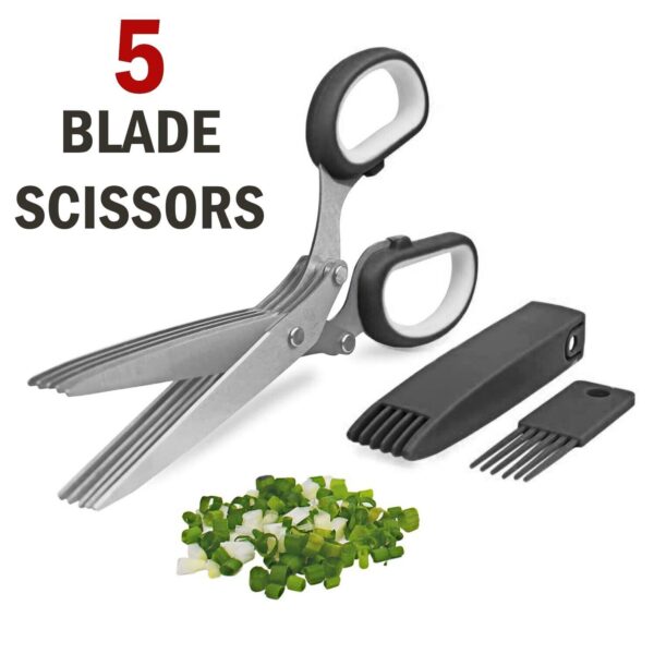 ⁦Herb Scissors With Multi Blades Stainless Steel Fast Cutting Shear Kitchen Tool⁩ - الصورة ⁦5⁩