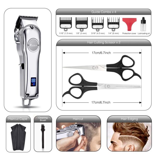 ⁦Men Hair Trimmer 3 in 1 IPX7 Waterproof Beard Trimmer Grooming Kit Cordless Hair Clipper for Women & Children LED Display USB Rechargeable Amazon Banned⁩ - الصورة ⁦3⁩