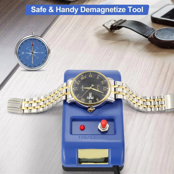 ⁦Electrical Demagnetizer Tools Compass Set For Watch Repair Degausser 110V220V Watch Repair Degausser Watch Repair Screwdriver Tweezers Electrical Demagnetise Demagnetizer Tools⁩ - الصورة ⁦3⁩