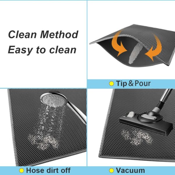 ⁦Kitty Cat Litter Mat Trapping Honeycomb Double Layer Design Waterproof Double Layer EVA Cat Litter Pad Waterproof Non-slip Sand Basin Filter Kitten Dog Washable Mattress⁩ - الصورة ⁦2⁩