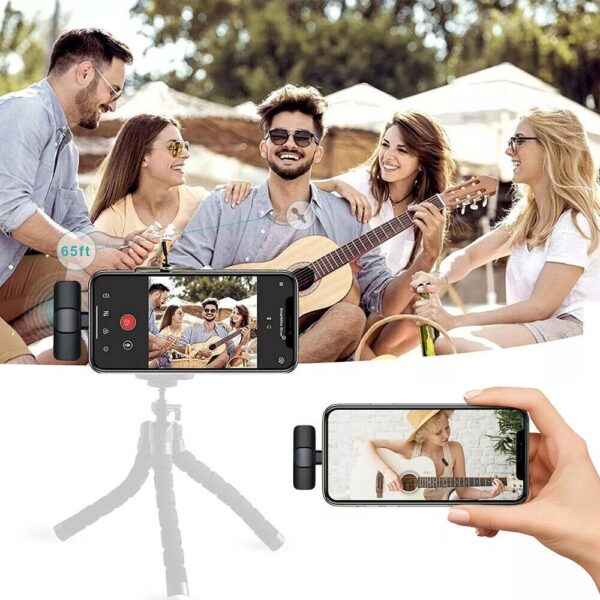 ⁦Professional Wireless Lavalier Lapel Microphone For IPhone, IPad - Cordless Omnidirectional Condenser Recording Mic For Interview Video Podcast Vlog YouTube⁩ - الصورة ⁦5⁩