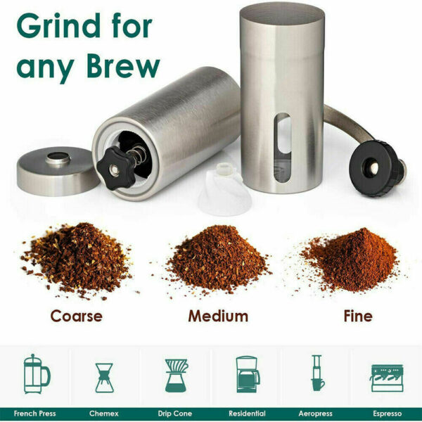 ⁦Hand Crank Pepper Conical Burr Grinder Coffee Beans Mill Muller Stainless Steel⁩ - الصورة ⁦7⁩