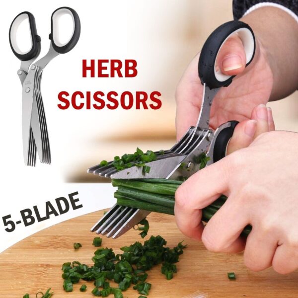 ⁦Herb Scissors With Multi Blades Stainless Steel Fast Cutting Shear Kitchen Tool⁩ - الصورة ⁦7⁩