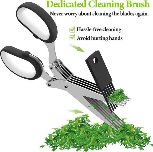 ⁦Herb Scissors With Multi Blades Stainless Steel Fast Cutting Shear Kitchen Tool⁩ - الصورة ⁦3⁩