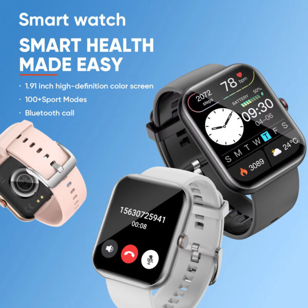 ⁦A221 Big Screen Men Smart Watch BT Call AI Voice Sport Watch Fitness Tracker Waterproof Women Smartwatch Men⁩ - الصورة ⁦2⁩