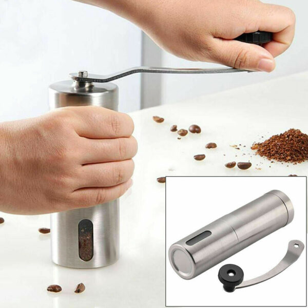 ⁦Hand Crank Pepper Conical Burr Grinder Coffee Beans Mill Muller Stainless Steel⁩ - الصورة ⁦5⁩