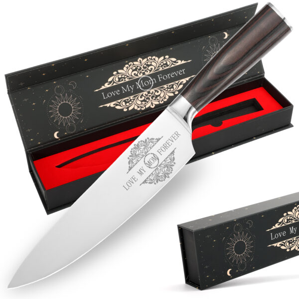 ⁦Gifts For Dad, Mom, Wife, Husband 8 Inch Chef Knife For Fathers Day Dad,Valentines Day, Mothers Day Gifts, Japanese 5cr15mov Kitchen Gyuto Chef Knives With Sheath⁩ - الصورة ⁦2⁩