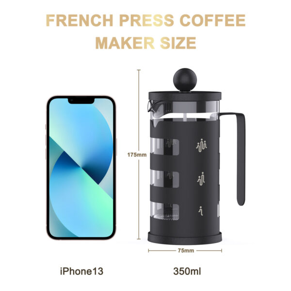 ⁦RAINBEAN  French Press Coffee Maker Easy Cleaning Cafeteria, Heat Resistant Borosilicate Glass⁩ - الصورة ⁦9⁩