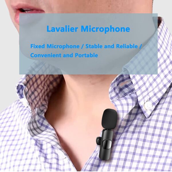 ⁦Wireless Lavalier Lapel Microphone For IPhone IPad Professional Wireless Clip Mic - Cordless Omnidirectional Condenser Recording Mic For Interview Video Podcast Vlog YouTube⁩ - الصورة ⁦6⁩