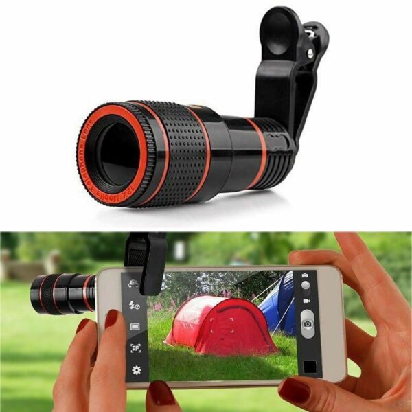 ⁦HD 8X Clip On Optical Zoom Telescope Camera Lens For Universal Mobile Cell Phone⁩ - الصورة ⁦8⁩