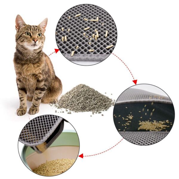 ⁦Kitty Cat Litter Mat Trapping Honeycomb Double Layer Design Waterproof Double Layer EVA Cat Litter Pad Waterproof Non-slip Sand Basin Filter Kitten Dog Washable Mattress⁩ - الصورة ⁦9⁩