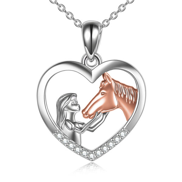 ⁦Horse Heart with Girls Pendant Necklace Gifts for Her⁩ - الصورة ⁦6⁩